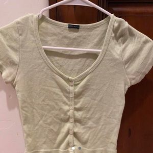 brandy melville lime green zelly botton up top